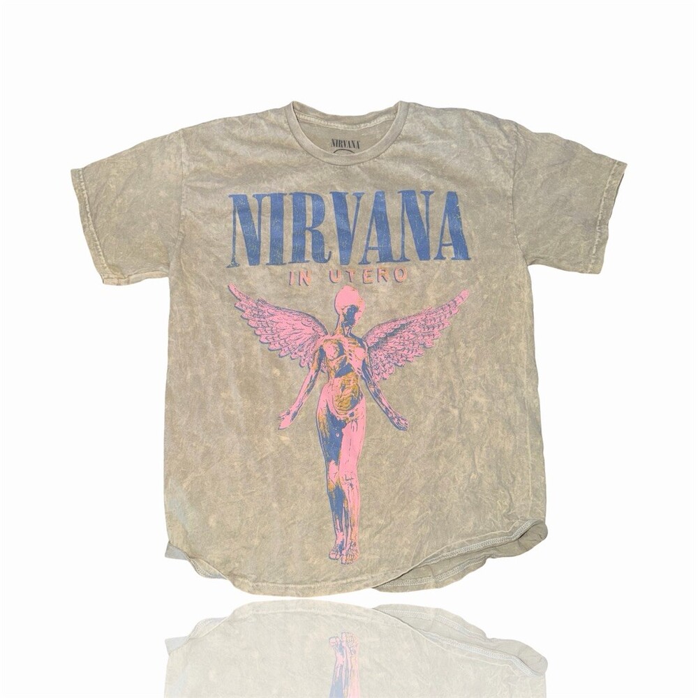 Nirvana In Utero Angel Graphic Tie Dye T-Shirt Mens Size L Tour Dates Grunge
